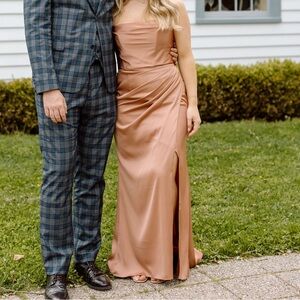 Wedding guest dress (Azazie bronzer)